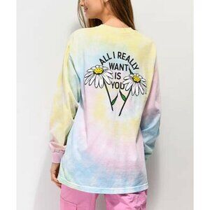 By Samii Ryan Women's All I Want Tie Dye Long‎ Sleeve T-Shirt Size Small